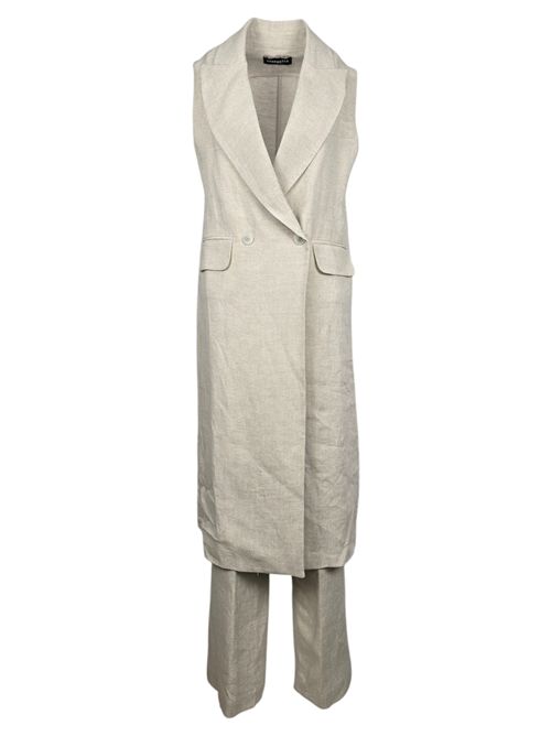 gilet lungo donna in lino sabbia con punto luce Good match | AV0551U03